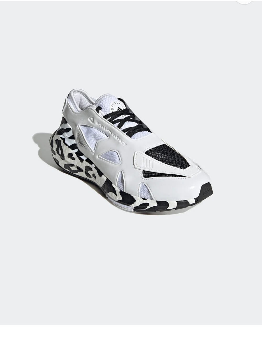Stella McCartney White & Black Leopard-Accent Athletic Sneaker